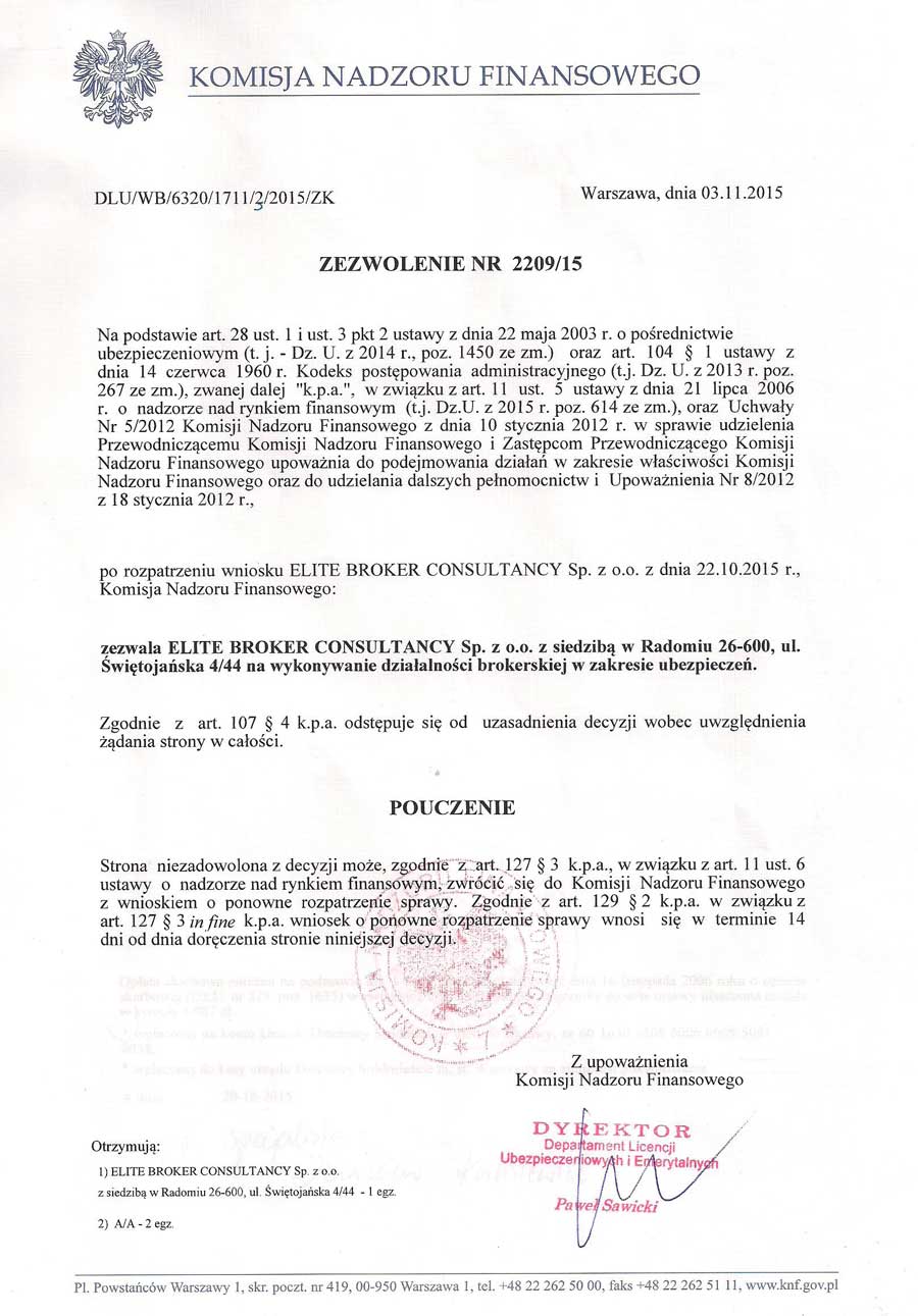 zezwolenie na wykonywanie usług brokerskich